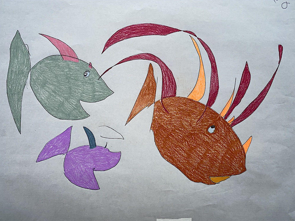 魚の絵 バスの絵 女の子の絵 少しタッチを変えて描くようになった Hana Is Starry Eyes
